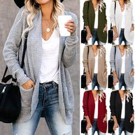 Damen Strickjacke mit offenem Schnitt und seitlichen Taschen WW