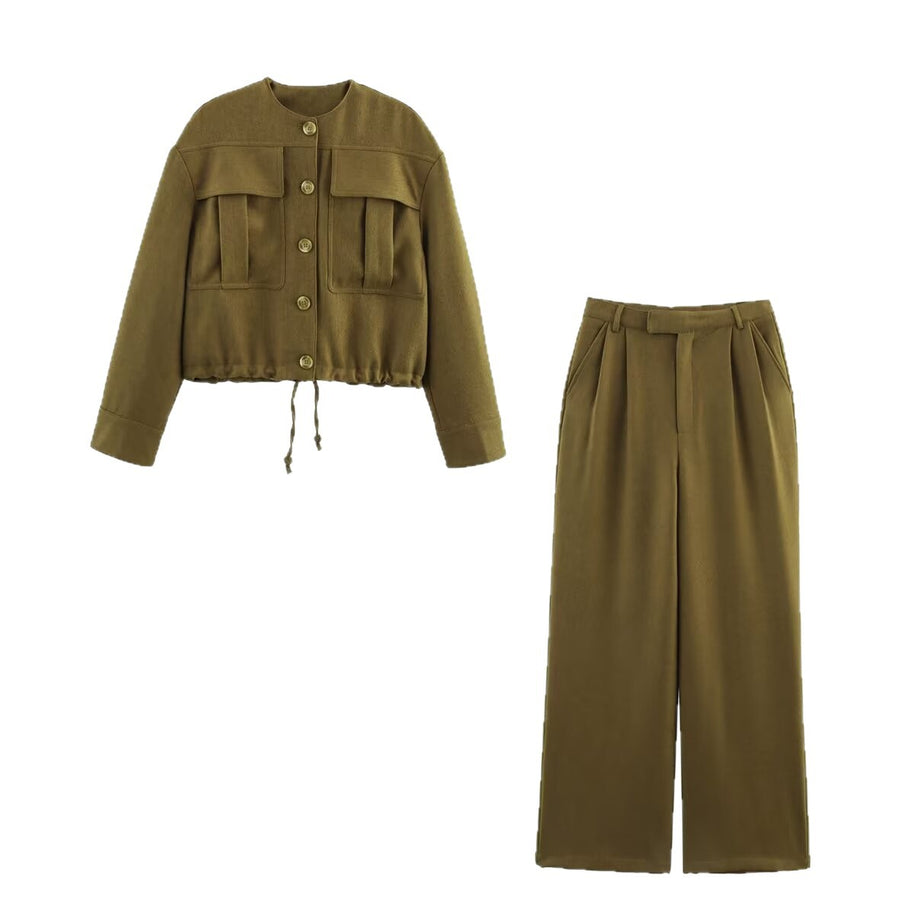 Damen weite Hose mit hohem Bund und Faltenwurf WW