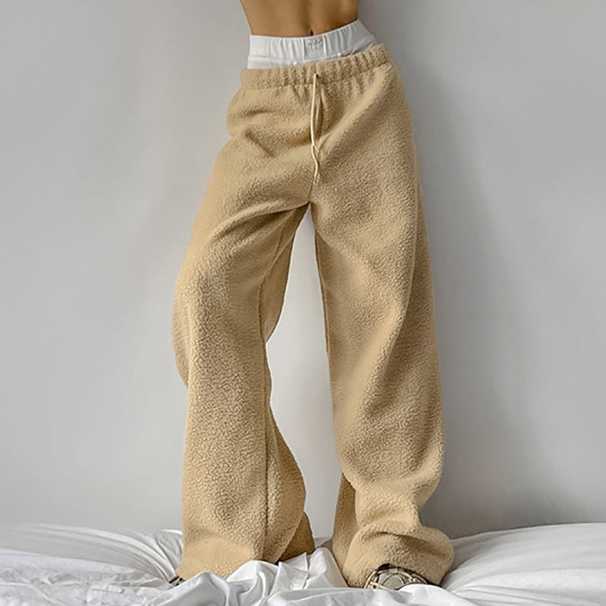 Damen Bequeme Fleece-Hose mit weitem Schnitt WW