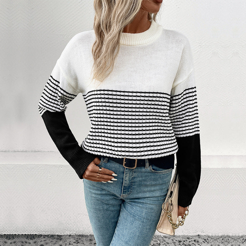 Damen Strickpullover mit modernem Muster und lässigem Schnitt WW