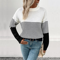 Damen Strickpullover mit modernem Muster und lässigem Schnitt WW