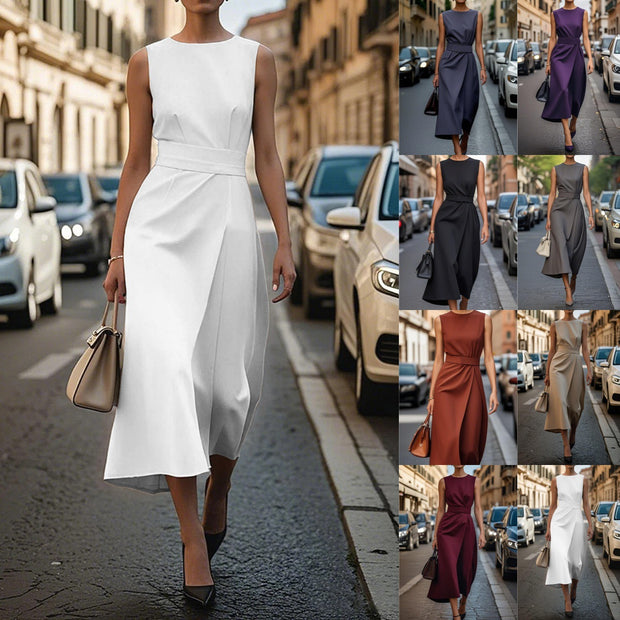 Damen Elegantes Kleid mit hohem Schlitz und tailliertem Schnitt WW