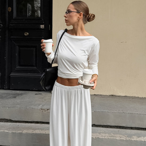 Damen Bequemes Lounge-Set aus locker sitzendem Oberteil und harem-artiger Hose WW