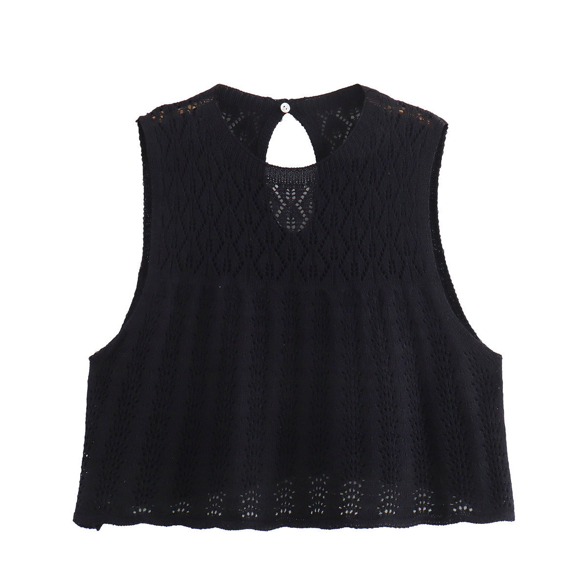 WWMODE | Mode Lässig Strickweste Hohlschliff Top Strick Kurzer Rock Set