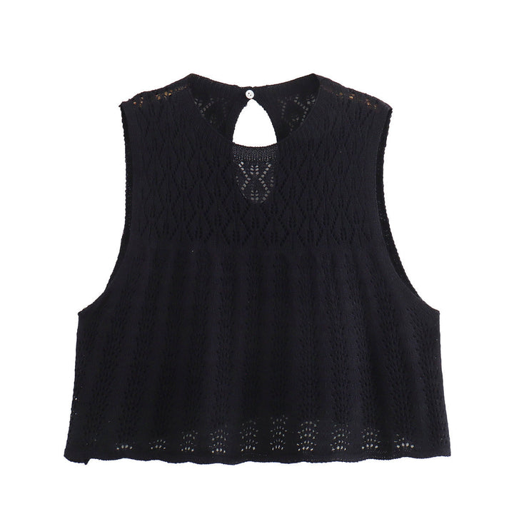 W&W Mode | Mode Lässig Strickweste Hohlschliff Top Strick Kurzer Rock Set