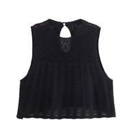 WWMODE | Mode Lässig Strickweste Hohlschliff Top Strick Kurzer Rock Set