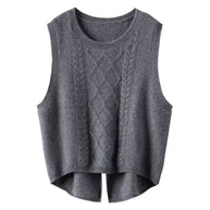 Damen Ärmellose Strickweste mit Zopfmuster und modernen Details WW