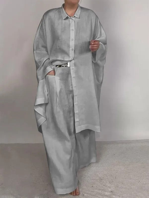 Damen Zweiteiler mit weiter Hose und Taschen