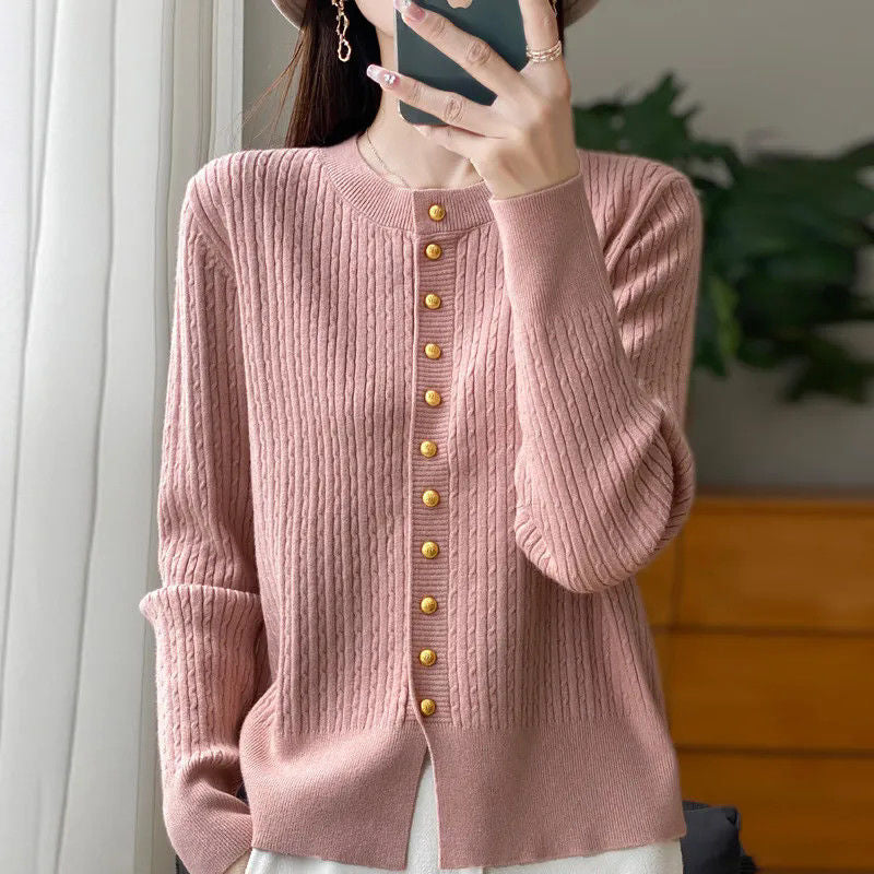 Damen Strickjacke mit goldenen Knöpfen WW