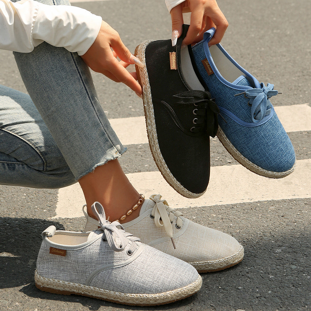 Damen Casual Espadrille Sneakers mit Schnürdesign WW