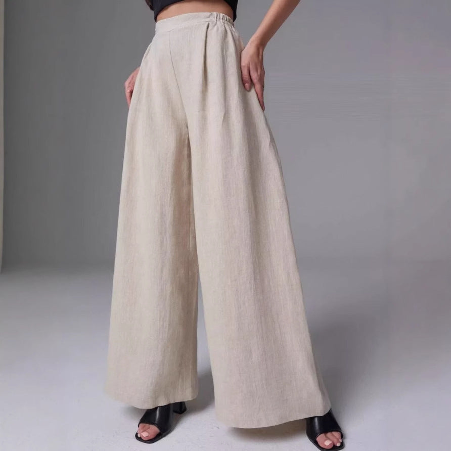 Damen Weitgeschnittene Leinen-Hosen W&W Mode