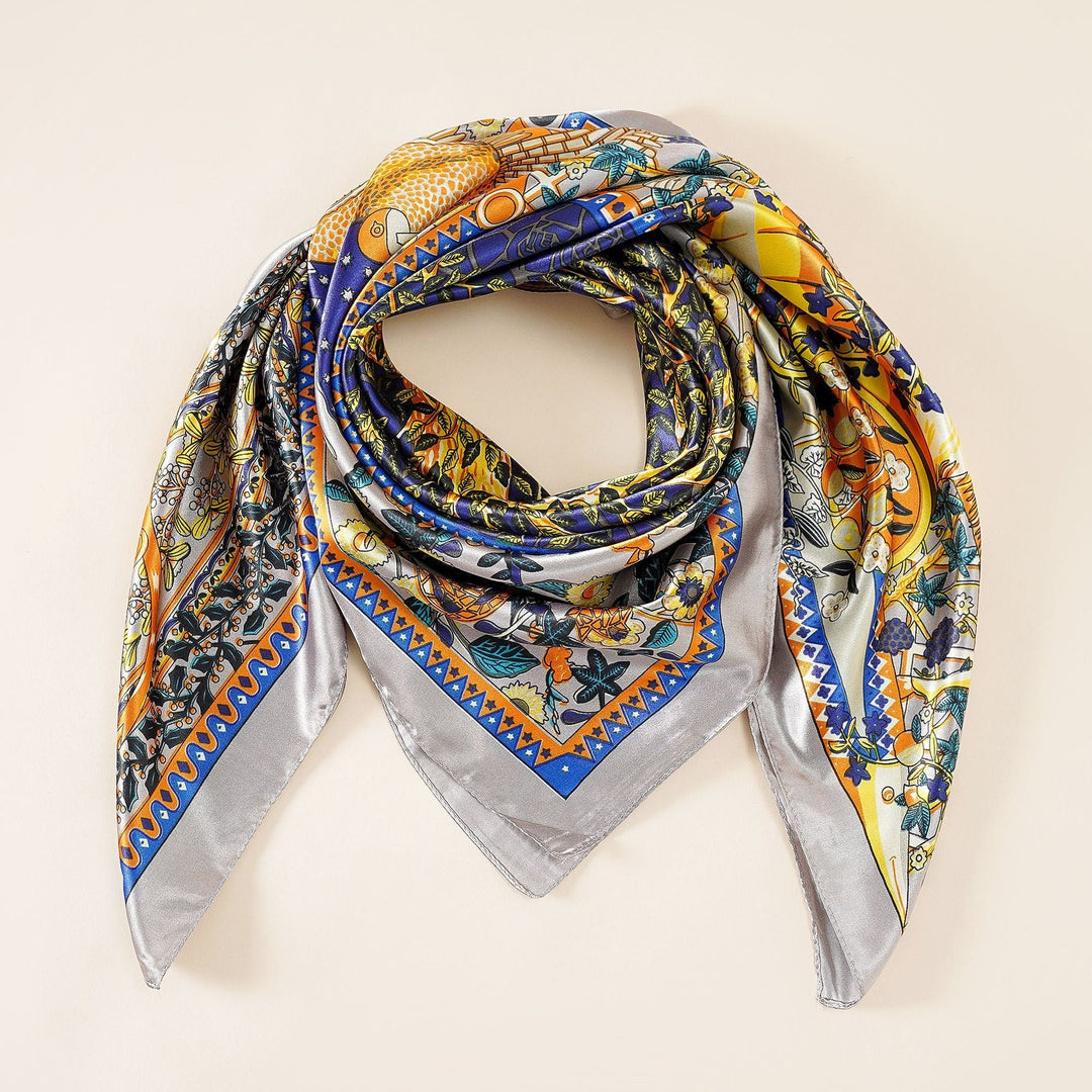 Damen luxuriöser Seidenschal mit kunstvollem floralen Design und schimmerndem Glanz W&W Mode