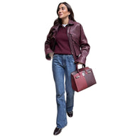 Damen Statement-Lederjacke mit asymmetrischem Schnitt und voluminösen Ärmeln WW