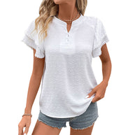 Damen Bluse mit detaillierten Rüschenärmeln und Knopfverschluss WW