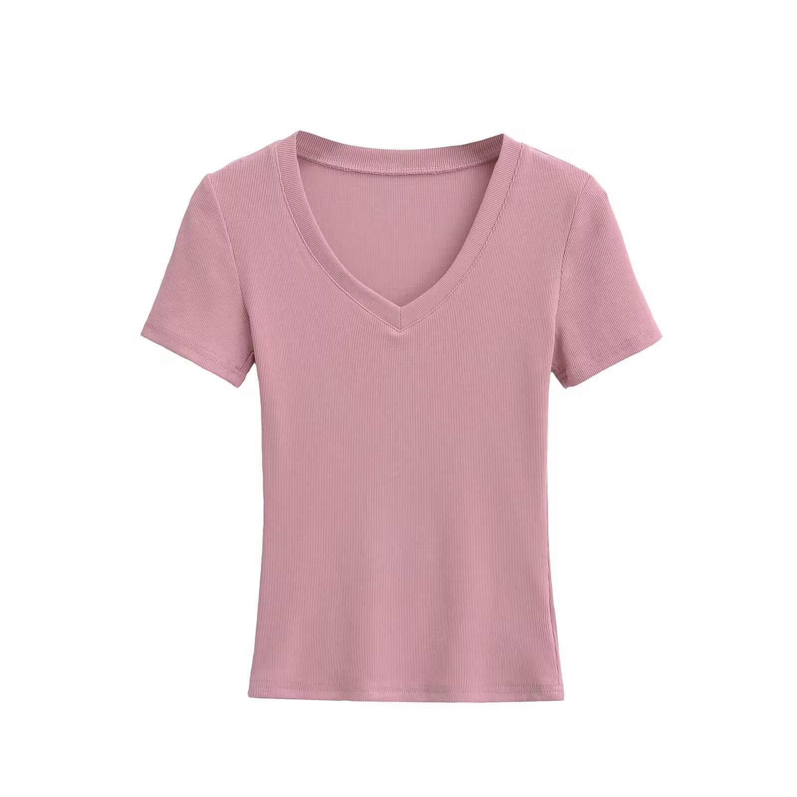 Damen V-Ausschnitt T-Shirt aus hochwertiger Baumwolle mit bequemer Passform WW
