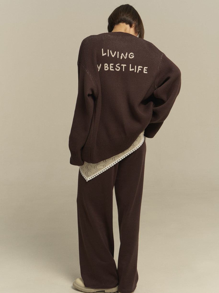Damen bequemer Oversized-Pullover und lässige Palazzohose Set WW