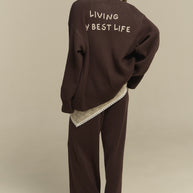 Damen bequemer Oversized-Pullover und lässige Palazzohose Set WW