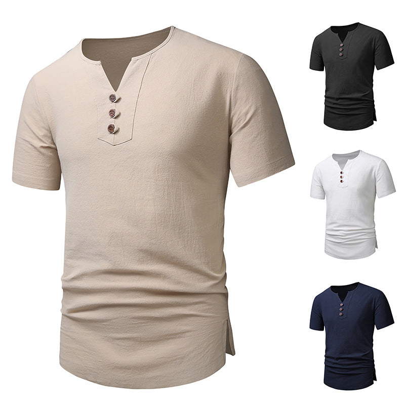 Herren Klassisches Lässiges Henley T-Shirt WW