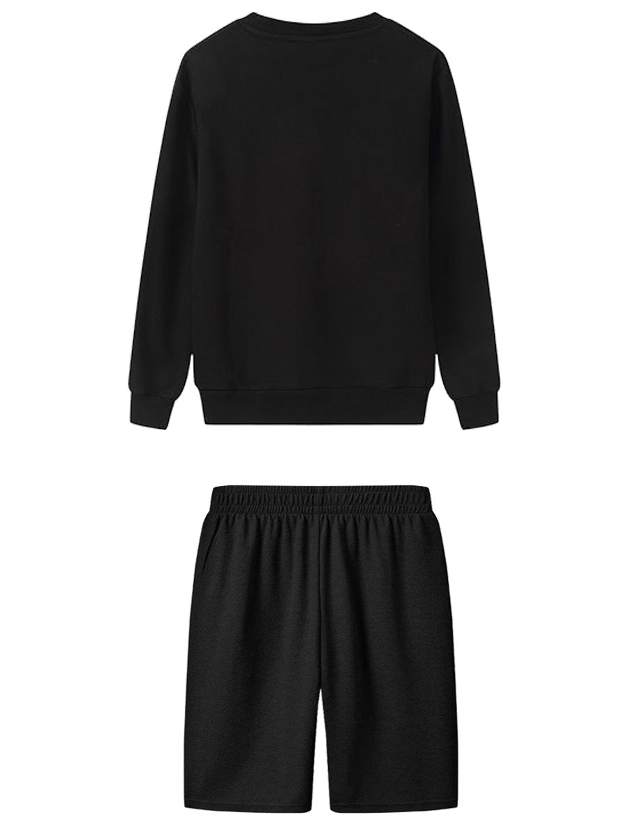 Damen Sportliches Sweatshirt- und Shorts-Set mit auffälligem Druck WW