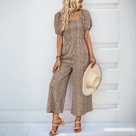 Damen Oversized Jumpsuit mit Puffärmeln und elastischem Taillenbund WW