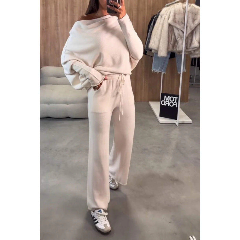 Damen bequeme Loungewear aus weichem Strickmaterial mit weitem Schnitt WW