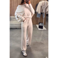 Damen bequeme Loungewear aus weichem Strickmaterial mit weitem Schnitt WW