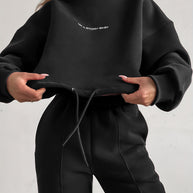 Damen sportliches Sweat-Set mit hohem Kragen und weitem Schnitt WW