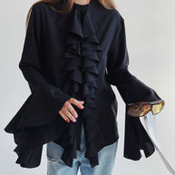 Damen Rüschenshirt mit weit ausgestellten Ärmeln WW