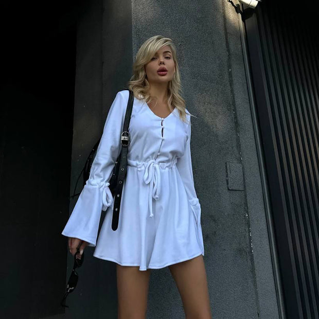 Damen bezauberndes Wickelkleid mit voluminösen Ärmeln und Taillengürtel WW