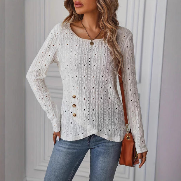 WW | Langarm Strickjacquard Knopfoberteil