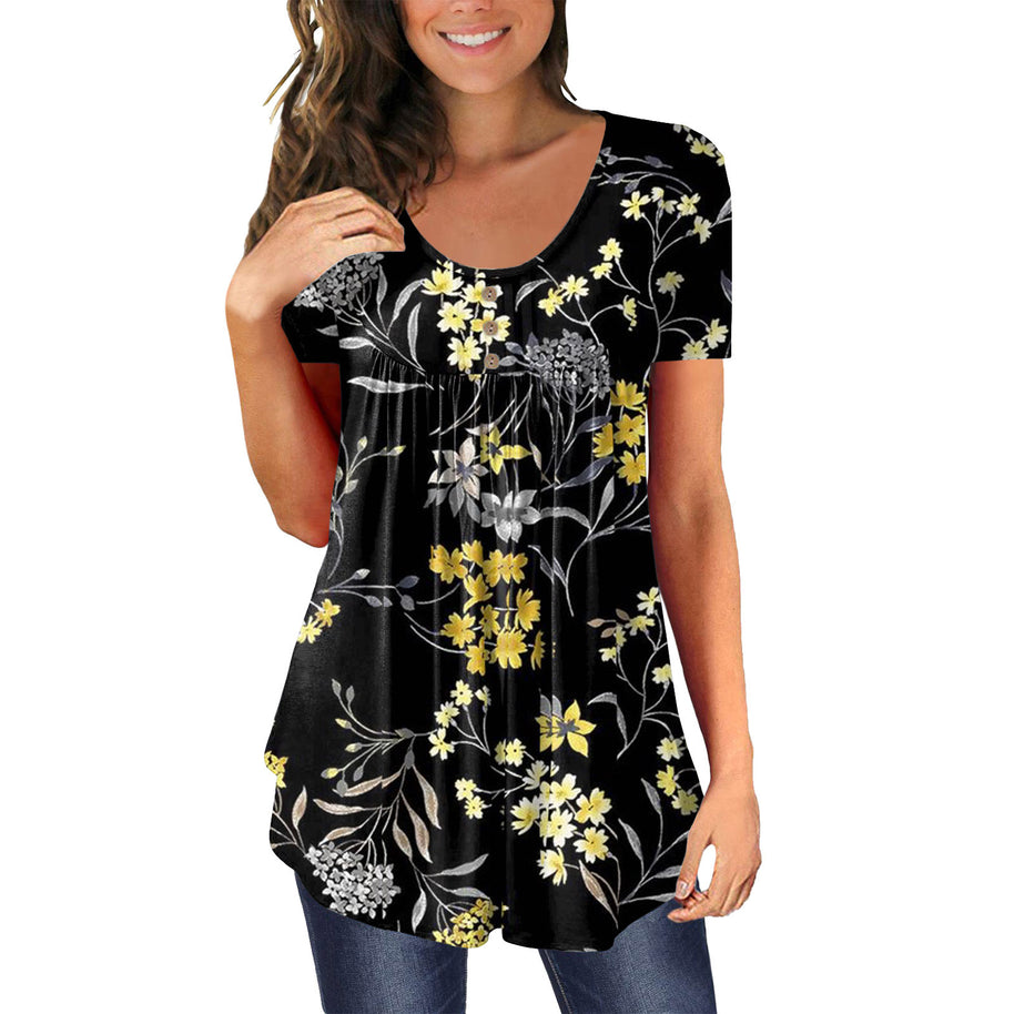 Damen Floral Print Casual Tunika Top WW