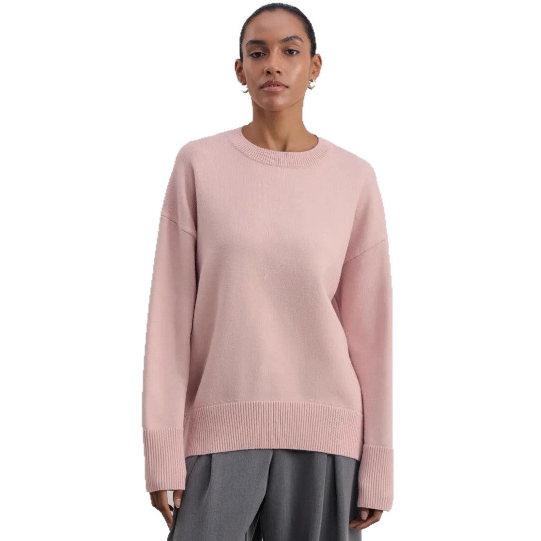 Damen Bequemer und eleganter Strickpullover mit überschnittenen Schultern und Rippenbündchen WW