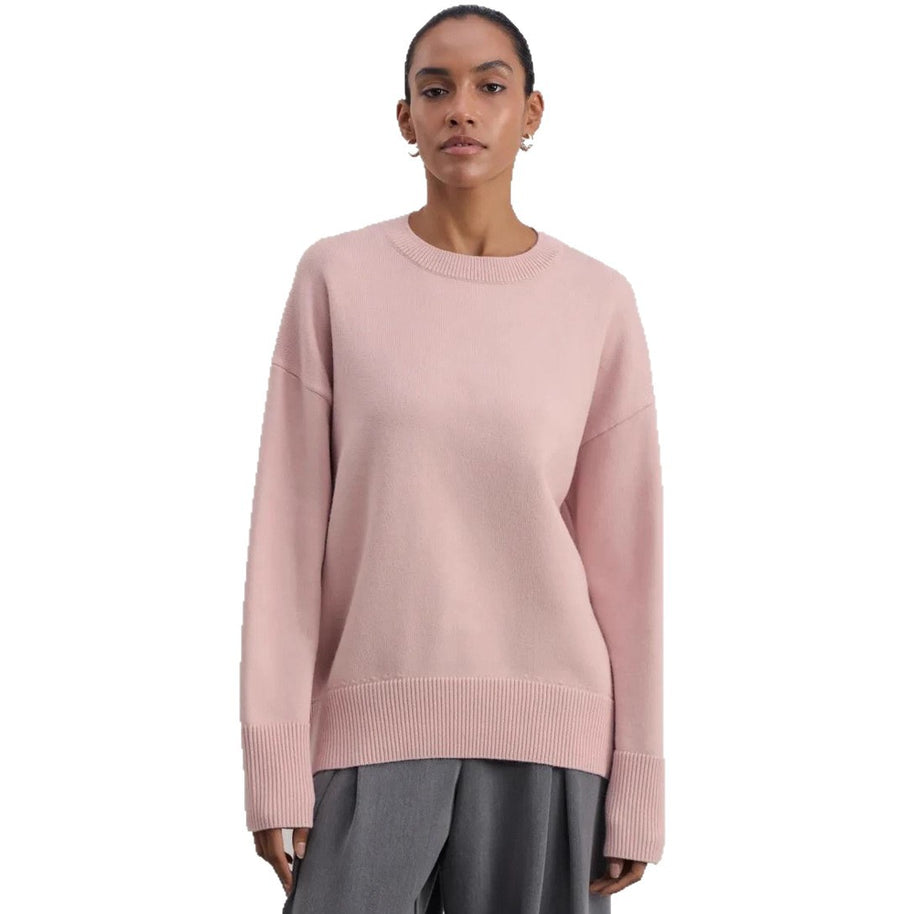 Damen Bequemer und eleganter Strickpullover mit überschnittenen Schultern und Rippenbündchen WW