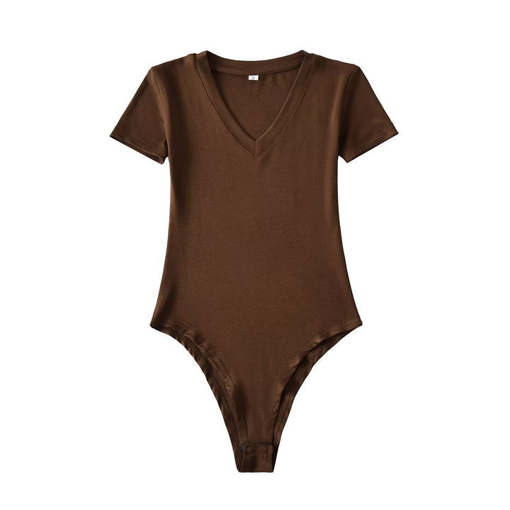 Damen Body mit tiefem V-Ausschnitt und kurzärmligem Design W&W Mode