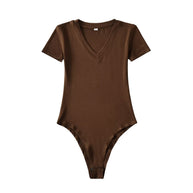 Damen Body mit tiefem V-Ausschnitt und kurzärmligem Design WW