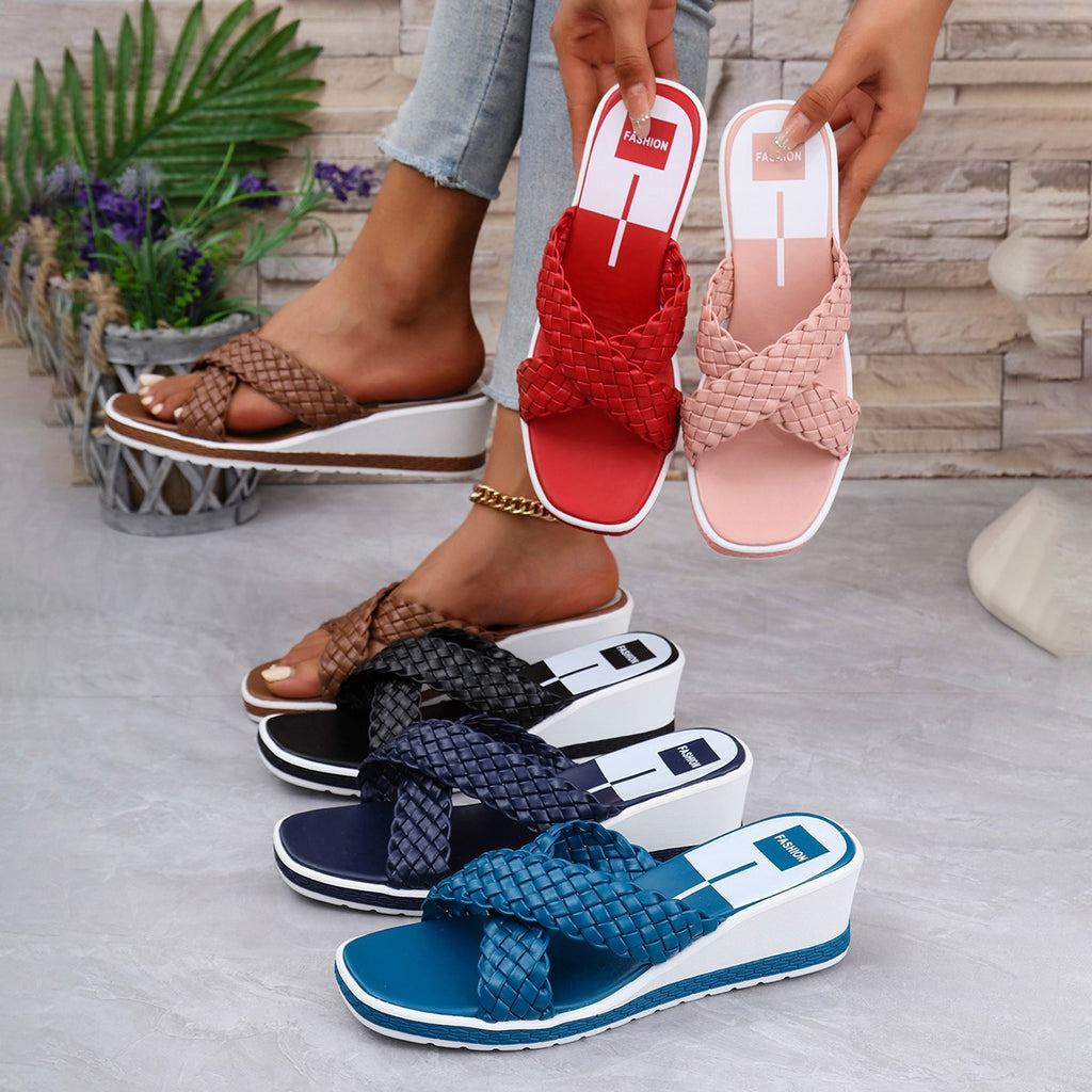 Damen Geflochtene Pantoletten mit komfortabler Sohle und elegantem Design WW