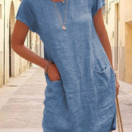 WW | Leinen Casual Kleid mit Taschen