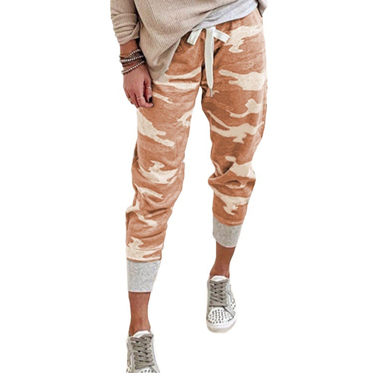 Damen bequeme Camouflage Jogginghose mit elastischem Bund und Bündchen WW