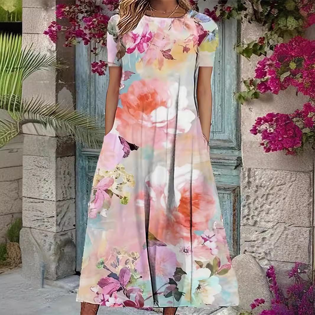 W&W Mode | Floraler Print Frühling Sommer Kurzarmkleid