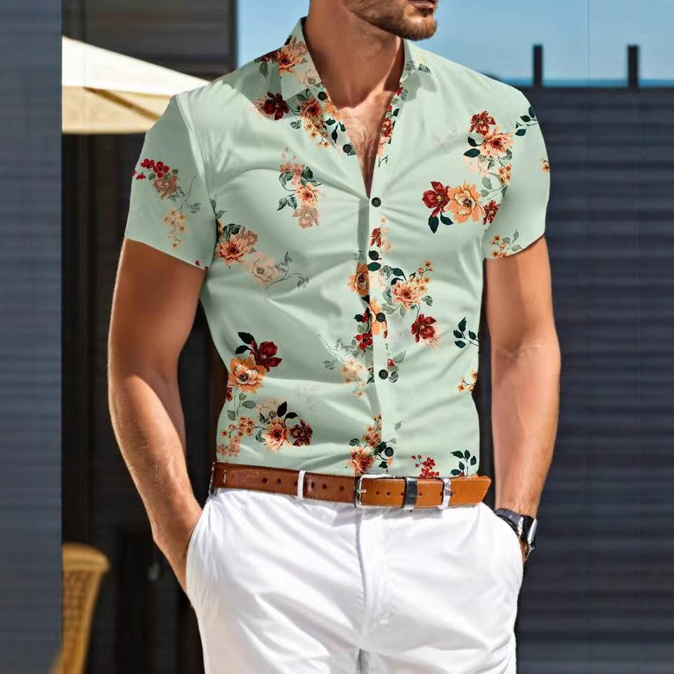 Herren Kurzarm Hemd mit floralem Muster WW