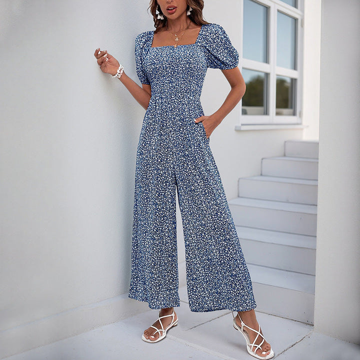 Damen Oversized Jumpsuit mit Puffärmeln und elastischem Taillenbund W&W Mode