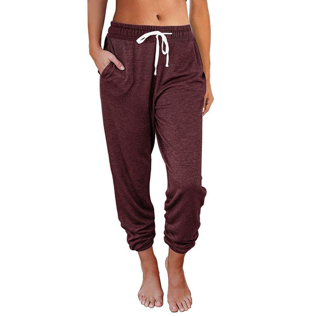 Damen Bequeme und lässige Jogginghose mit elastischem Bund und seitlichen Taschen WW