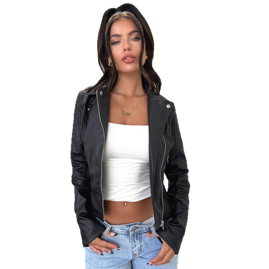 Damen Bikerjacke mit asymmetrischem Reißverschluss und stilvollen Ziernähten WW