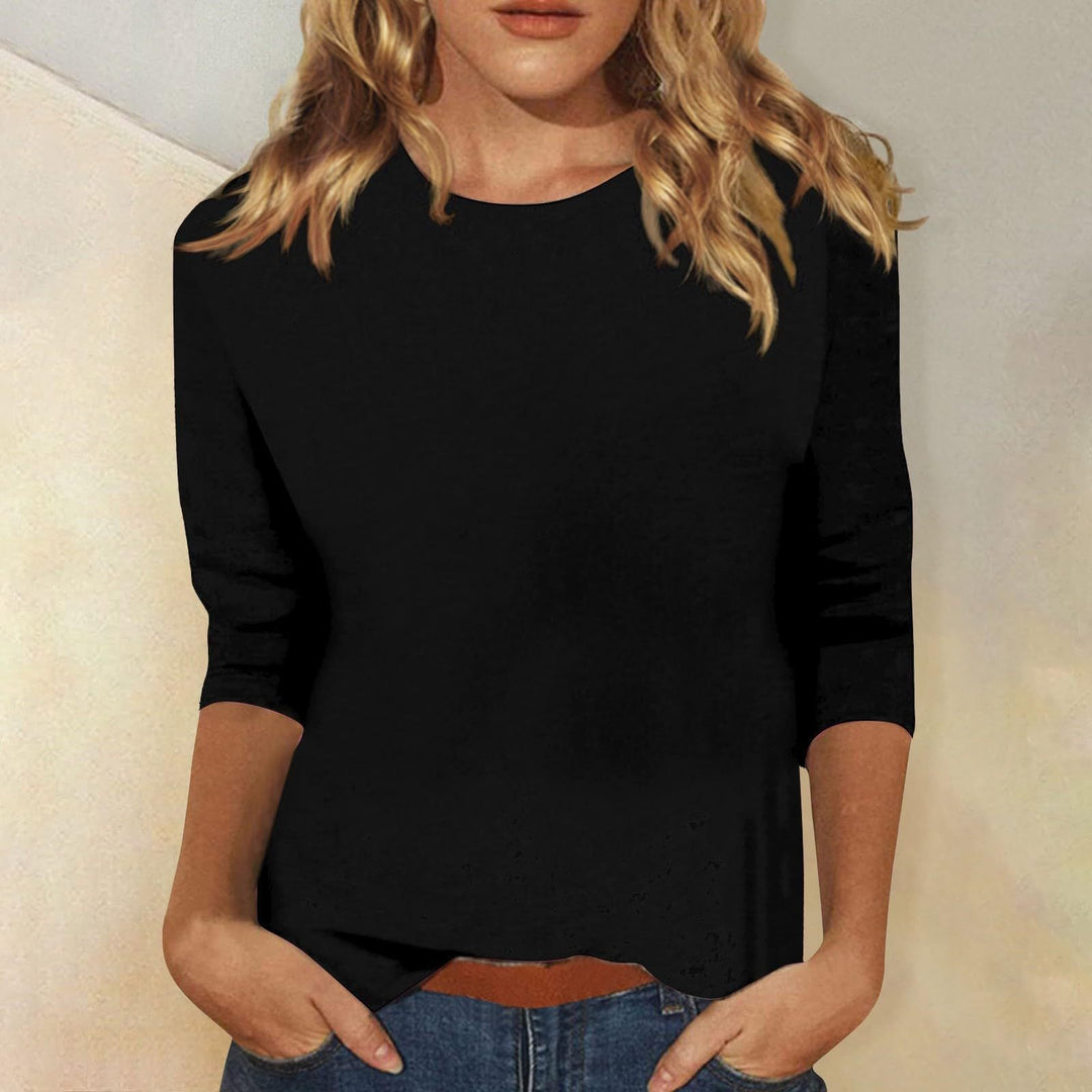 Damen lässiges Oberteil mit eleganten 3/4-Ärmeln und geschwungenem Saum W&W Mode