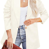 Damen Eleganter Freizeitblazer mit lässigem Schnitt und zwei Taschen WW