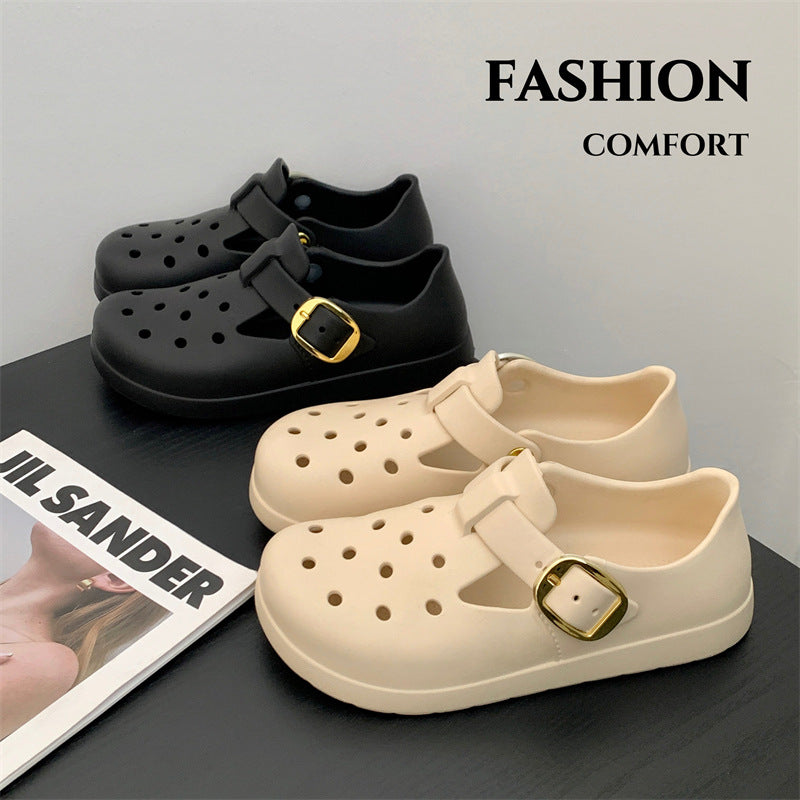 Damen Modische Gummi-Clogs mit verstellbarem Riemen und atmungsaktivem Obermaterial WW
