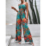 Damen Palazzo Jumpsuit mit floralen Mustern und elastischem Oberteil WW