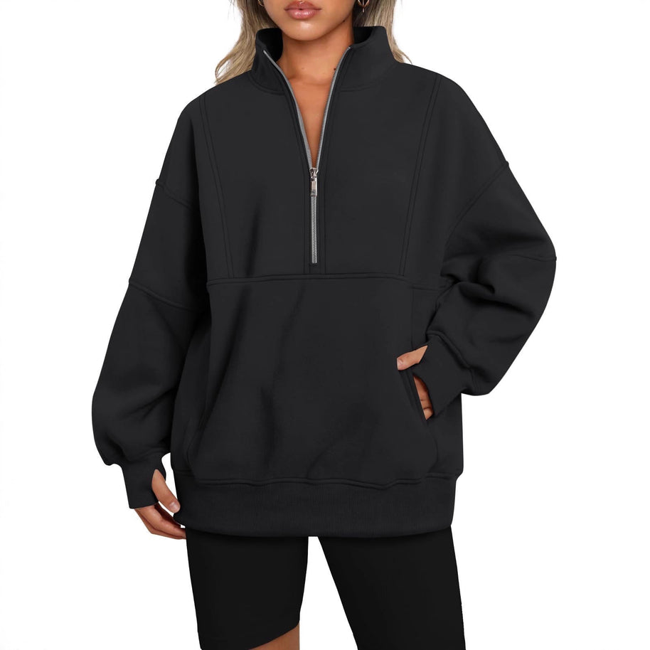 Damen Sportlicher Hoodie mit hohem Kragen und Reißverschluss WW