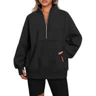 Damen Sportlicher Hoodie mit hohem Kragen und Reißverschluss WW