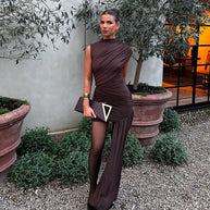 Damen figurbetontes Minikleid mit asymmetrischer Drapierung W&W